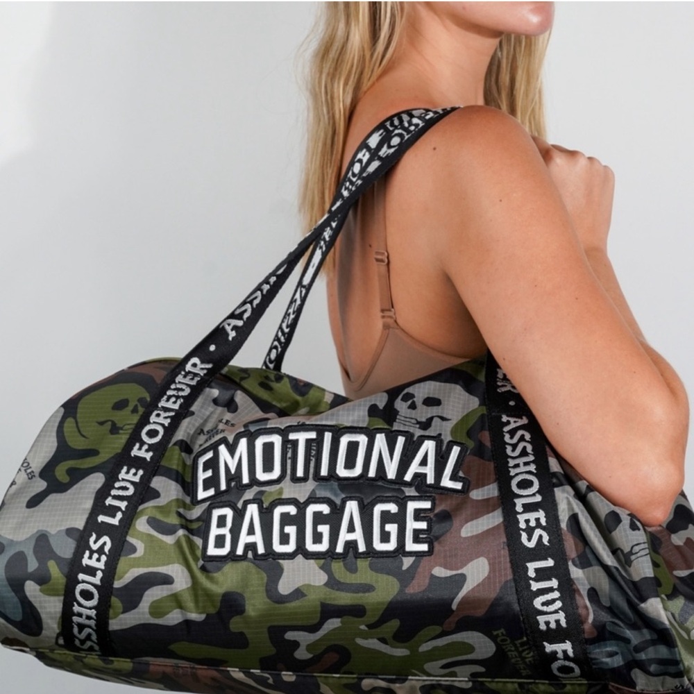 Assholes Live Forever Emotional Baggage Skull Camo Mini Duffle Bag